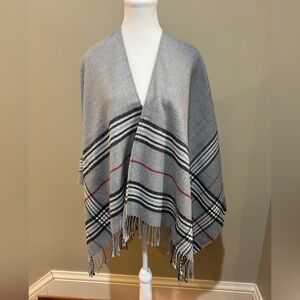 V. FRAAS Black and Red Accent Shawl